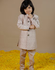 Boy's Pink Raw Silk Sequined Jodhpuri - Swati Golyan
