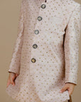 Boy's Pink Raw Silk Sequined Jodhpuri - Swati Golyan