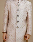 Boy's Pink Raw Silk Sequined Jodhpuri - Swati Golyan