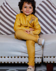 Boy's Yellow Silk Paisley Bandhgala - Swati Golyan
