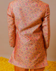 Yellow Printed Silk Chanderi Quilted Jodhpuri Set for Girls - Swati Golyan