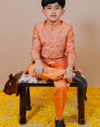 Yellow Printed Silk Chanderi Quilted Jodhpuri Set for Girls - Swati Golyan