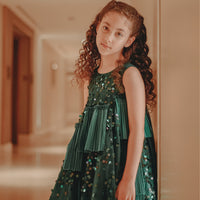 Hand Embroidered Green Tulle Dress
