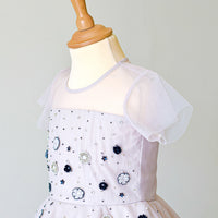 Hand Embroidered Beige Dress