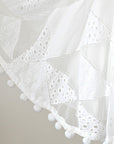 Schiffli Patched Dress With Smocked Bodice And Hand Embroidered Cape - Swati Golyan