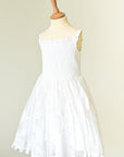 Schiffli Patched Dress With Smocked Bodice And Hand Embroidered Cape - Swati Golyan