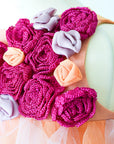 Crochet Flowers Ruffled Dress - Swati Golyan