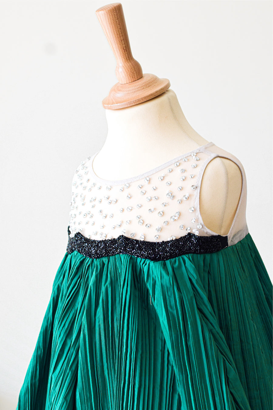 Scalloped Bodice With Pleated Panel Skirt