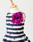 Graduating Stripes Silk Velvet Flower Dress - Swati Golyan