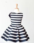 Graduating Stripes Silk Velvet Flower Dress - Swati Golyan