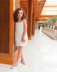Feather Pearly Strap Short Dress - Swati Golyan