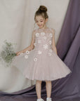 Hand Embroidered And Hand Cut Quilted Flowers Dress - Swati Golyan