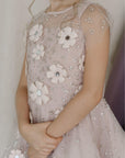 Hand Embroidered And Hand Cut Quilted Flowers Dress - Swati Golyan