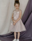 Hand Embroidered And Hand Cut Quilted Flowers Dress - Swati Golyan