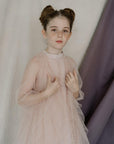 3 Pc. Set: Frilled A-line Dress With Ruffled Over Garment - Swati Golyan