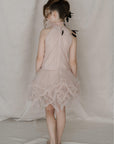 Hand Embroidered Drop-down Waist Frilled Asymmetrical Dress - Swati Golyan