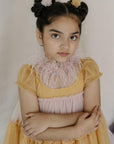 Pink And Yellow High Neck Tiered Dress - Swati Golyan