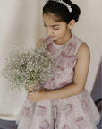 Hand Embroidered Fabric Balls And Pleated Panels Dress - Swati Golyan