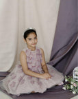 Hand Embroidered Fabric Balls And Pleated Panels Dress - Swati Golyan