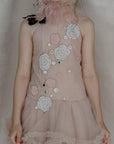 Hand Embroidered Drop-down Waist Frilled Asymmetrical Dress - Swati Golyan