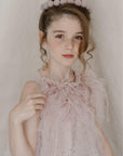 Hand Embroidered Feathery Roses Dress - Swati Golyan