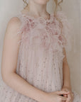 Hand Embroidered Feathery Roses Dress - Swati Golyan