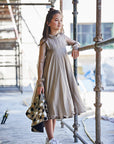 Full Circle Cotton Silk Dress With Hand Embroidered Raw Silk Cape - Swati Golyan