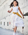 Hand Embroidered Tiered Dress with Raw Silk Belt - Swati Golyan