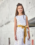 Hand Embroidered Tiered Dress with Raw Silk Belt - Swati Golyan