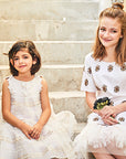 Hand Embroidered A- Line Dress with Feathers - Swati Golyan