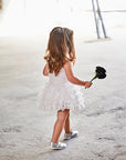 White Tasseled Frill Dress - Swati Golyan