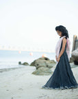 Charcoal Black Lehenga Set with Pre-Draped Dupatta - Swati Golyan