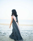 Charcoal Black Lehenga Set with Pre-Draped Dupatta - Swati Golyan