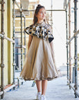 Full Circle Cotton Silk Dress With Hand Embroidered Raw Silk Cape - Swati Golyan