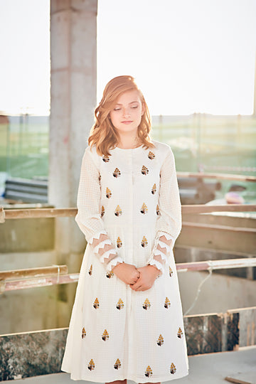 Hand Embroidered Button up Dress
