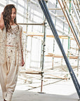 Hand Embroidered Top, Draped Pants and Cape set - Swati Golyan