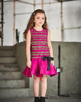 Hand Embroidered Drop Down Fuchsia Raw Silk Dress - Swati Golyan