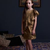 Side Sash Gold Dress