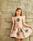 Hand Beaded Roses Drop Down Raw Silk Dress - Swati Golyan
