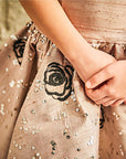 Hand Beaded Roses Drop Down Raw Silk Dress - Swati Golyan