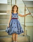 Hand Embroidered Flower Motifs Silk Organza Dress - Swati Golyan
