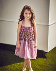 3D Organza and Metallic Roses Halter Neck Dress - Swati Golyan