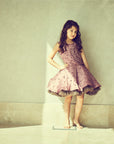 Hand Embroidered Fabric Balls Flower Organza Dress - Swati Golyan