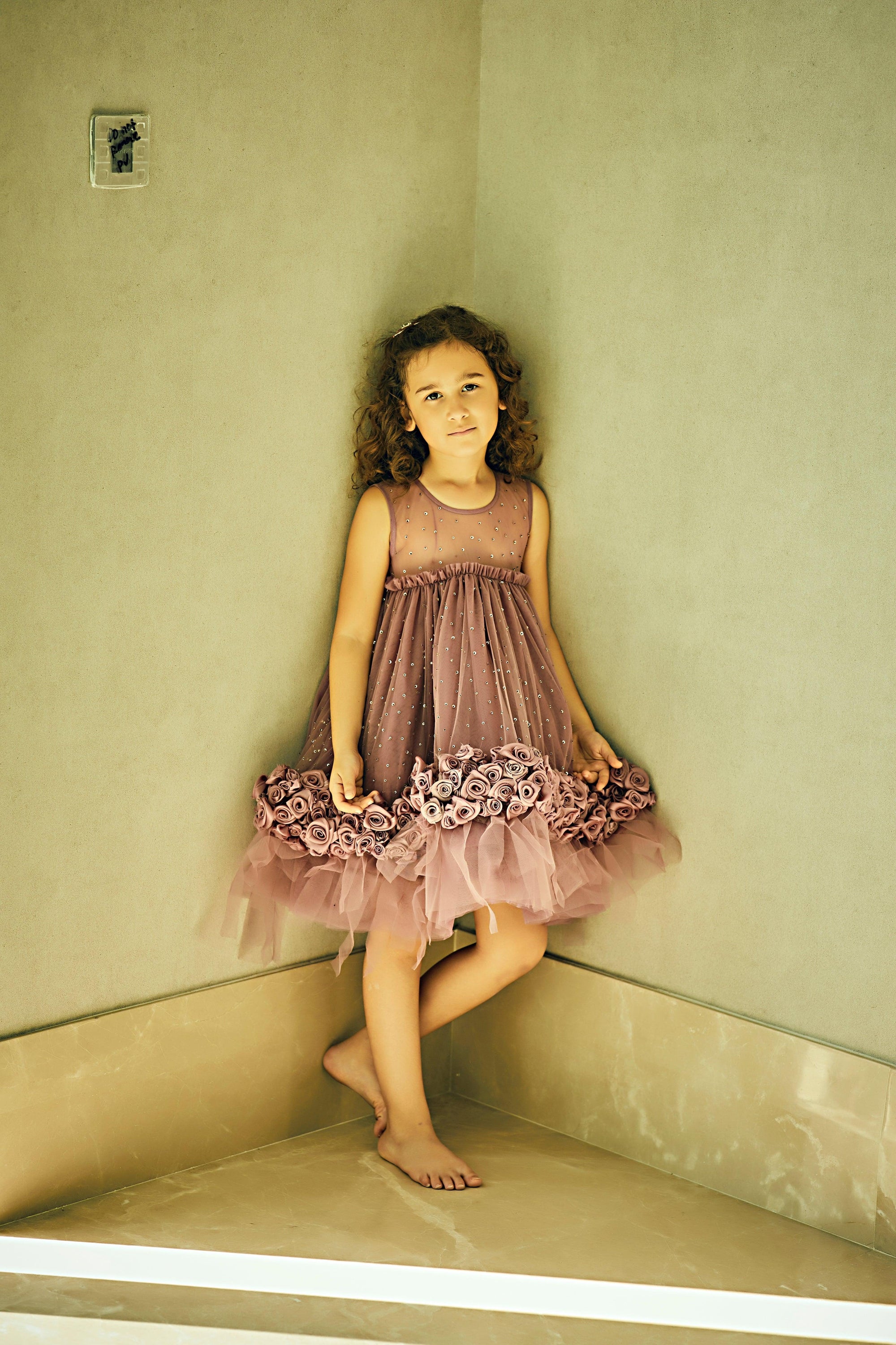 Hand Embroidered 3D Organza Rose Dress - Swati Golyan