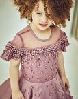 Hand Embroidered Fabric Balls Organza Dress - Swati Golyan