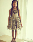 Tasseled Brown Silk Organza Dress - Swati Golyan