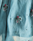 Hand Embroidered Flower Motifs Silk Organza Dress - Swati Golyan