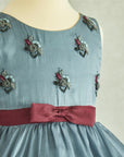 Hand Embroidered Flower Motifs Silk Organza Dress - Swati Golyan