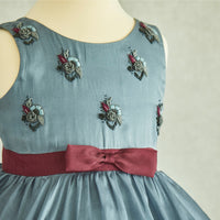 Hand Embroidered Flower Motifs Silk Organza Dress