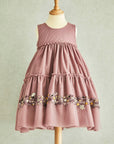 Hand Embroidered Thread Flowers and Birds Tiered Dress - Swati Golyan